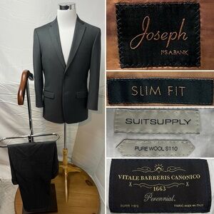 Jos. A. Bank & Suitsupply Men's 38 R Slim Fit Blazer 32x29 Pants Gray Suit